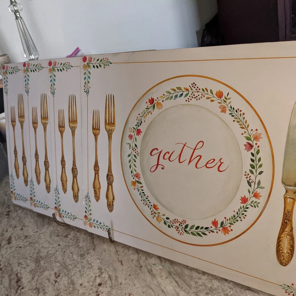 Benson Mills Cork Backed Placemats 4 Inc. Gather Plate & Utensils
